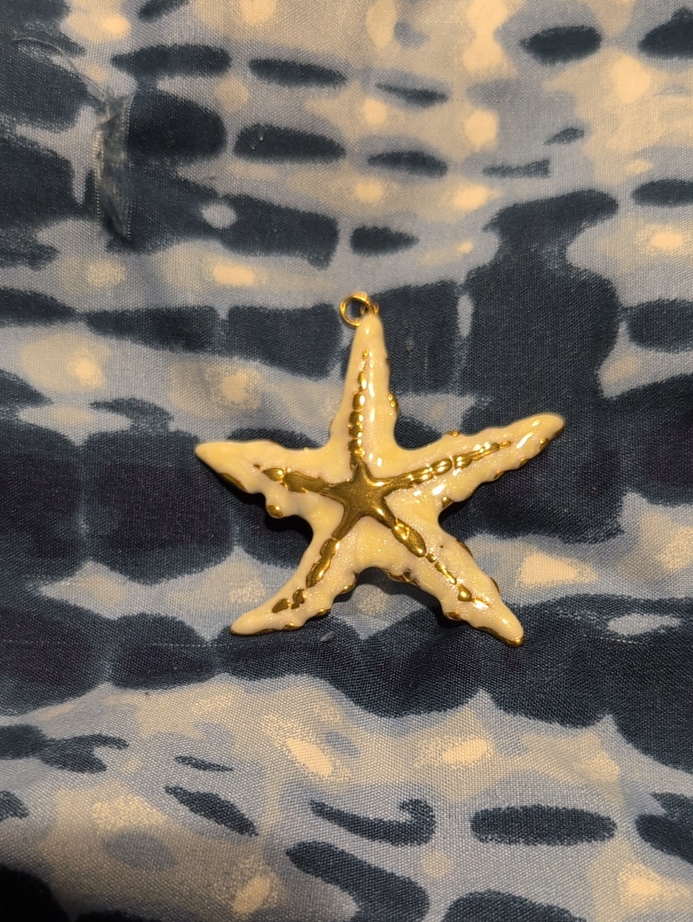 NEW! Gold Stainless Steel Women's White and Gold Starfish Pendant